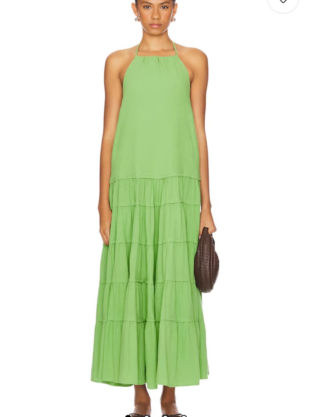 Free People Halter Tiered Maxi Dress in Lime Green